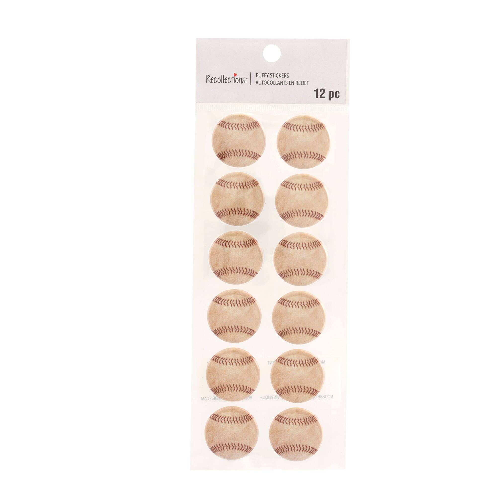 12 Packs: 12 ct. (144 total) Baseball Puffy Repeat Stickers by Recollections™